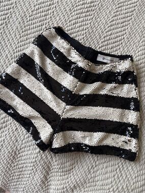 The Impeccable Pig Black & White Striped Sequin Shorts